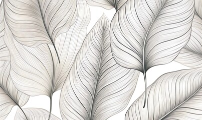 Poster - Mopnai tree leaf. line art. pattern. Generative Ai


