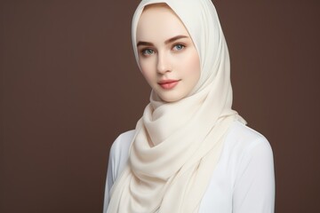 Close up portrait of young muslim woman in burqa