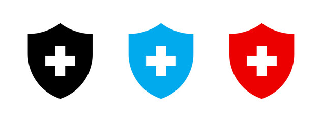 Wall Mural - shield with cross icon set
