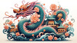 illustration of chinese dragon on white background 