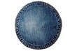 Round blue denim plate on a white background. Perfect for food or kitchen-related designs