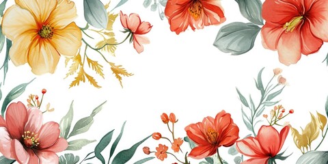 Wall Mural - A beautiful watercolor painting of flowers on a clean and simple white background. Perfect for adding a touch of elegance to any project or design