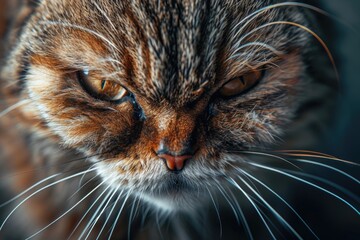 Sticker - Close-up view of a cat's face with a soft, blurred background. Perfect for pet lovers and animal-themed designs