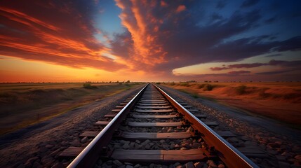 Wall Mural - Train tracks leading into the distance