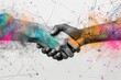 Digital Collaboration in Marketing: Handshake with Abstract Elements