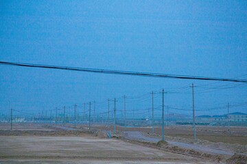 Pingliang City, Gansu Province - Road and field scenery under the blue sky