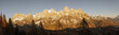 Dolomites, Italy - Panorama of Pale di San Martino in late afternoon light in winter - banner format