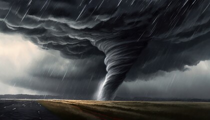 Wall Mural - tornado storm background with dark sky cloud