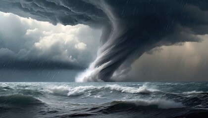 Wall Mural - tornado storm background with dark sky cloud