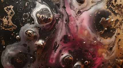 Wall Mural - Cosmic Reverie: Abstract Gold Bubbles in a Miniature Universe. Web design background texture