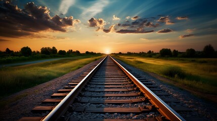 Wall Mural - Train tracks leading into the distance