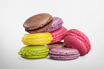 Wall Mural - Colorful tasty fresh french macarons dessert