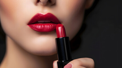 Classic Red Lipstick Beauty Closeup