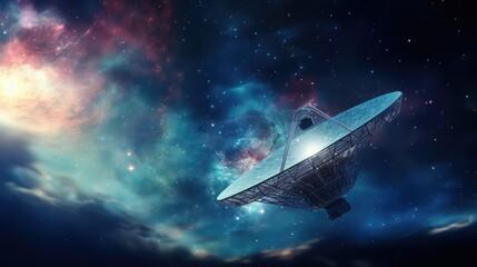 Wall Mural - technology space internet background illustration communication satellite, orbit galaxy, astronaut ship technology space internet background