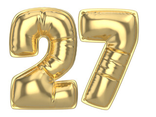 27 Gold 3D Number