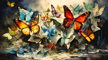 Fluttering Beauty: Abstract Butterfly Illustration In Vibrant Colors, Creating A Whimsical And Artistic Background.