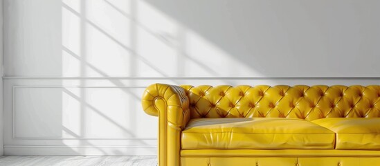 Poster - White room with yellow leather sofa.