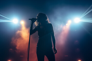 female singer on stage at concert or maybe professional speaker or motivator generative ai