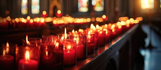 Canvas Print - Catholic church candles on fire