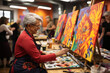 © Anastasia - A spirited group of seniors engaged in a group painting class, expressing their creativity and enjoying the meditative process of art.