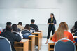 © EduLife Photos - Education, teaching, learning concept. Asian university lecturer teaching lesson to students in classroom