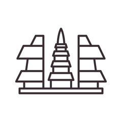 Sticker - bali temple line icon logo vector