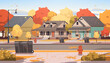 © Aroma_Art - Small autumn street with facades of neighboring houses. Flat vector illustration