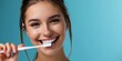 girl brushes her teeth with a toothbrush Generative AI