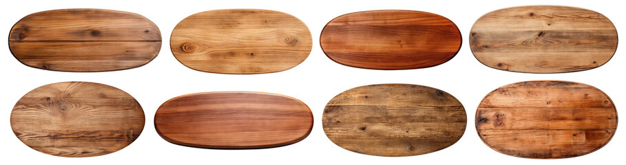 Wall Mural - Set of oval wooden planks, cut out