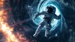 astronaut absorbed by a black hole in space in high definition WITH REAL SUIT