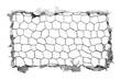 Metal mesh torn and destroyed isolated on transparent background. PNG file, cut out