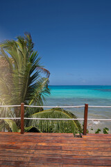 Canvas Print - Wooden board terrace in beachfront