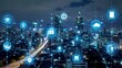 © Shahida - Smart city with 5G technology on top of which there generated by ai