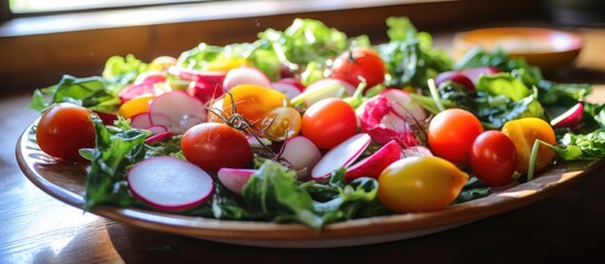 Wall Mural - Home-grown organic veggies make a healthy salad.
