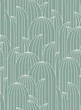 Art deco oval leafy geometrical seamless pattern drawing in turquoise palette.