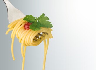 Poster - Tasty fresh Pasta italian dish on a fork