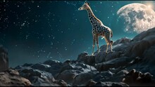 Giraffe With Moonlight