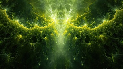 Wall Mural -  a computer generated image of a green and yellow fractal pattern in the center of the image is a green and yellow fractal pattern in the middle of the center of the image.