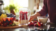Wholesome Breakfast Delight: Fresh Berry Yogurt in a Glass - Banner of Healthy Nutrition, Organic Ingredients, and Delicious Summer Morning Delicacy