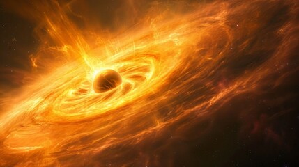 Canvas Print - large black hole made of fire in high definition hd