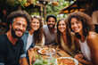 © ADDICTIVE STOCK - Generative AI image of cheerful multiethnic friends sharing a meal at an outdoor gathering