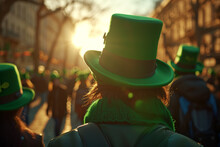 St Patrick's Day Parade Revelers In Festive Green Hats Generative AI Image