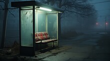 Photo Of Night Darkness At Bus Stop Beautiful Image Ai Generated Art