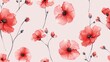  a bunch of red flowers that are on a light pink background with a black line in the middle of the picture.