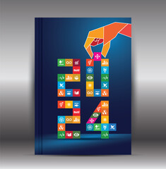 Wall Mural - Sustainable Happy New Year 2024. Sustainable Development concept goals. Cover of business report 2024. Brochure design template, card, banner. Vector illustration.
