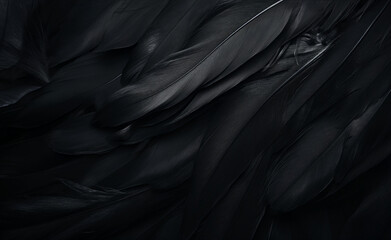 Wall Mural - Detailed black feathers texture background