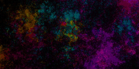 Dark concrete wall beautiful green and dark blue ocean background.  Colorful Stained stony rusty wall background. Aquamarine and pink Abstract Glowing Space Stars. Vintage paper textured aquarelle