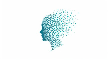 Wall Mural -  a silhouette of a woman's head with a lot of dots in the shape of a woman's head.