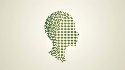 Wall Mural -  a woman's head made up of small dots in the shape of a woman's head, on a white background.