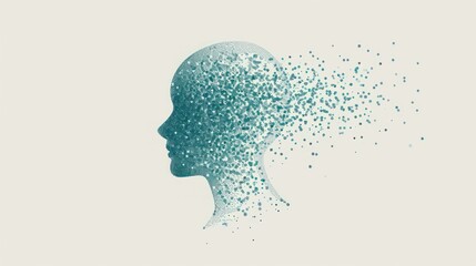 Wall Mural -  a woman's head with a lot of bubbles in the shape of a woman's head on a white background.